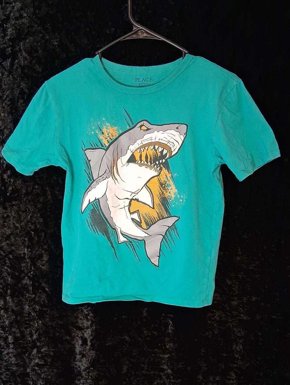 🦈 The Children’s Place Boys Teal Shark Graphic Tee (Size 10/12)
